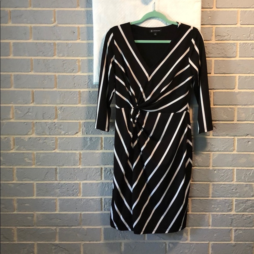 Inc stripped black and white dress